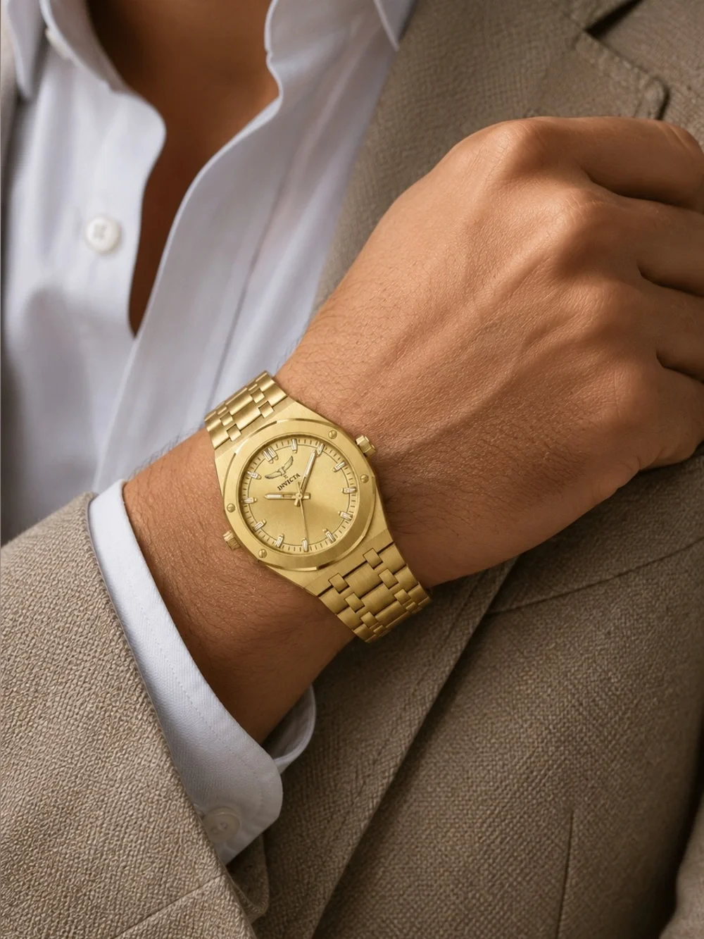 Invicta Specialty I Men's 42mm Gold Tone Quartz Watch 69962 NIB